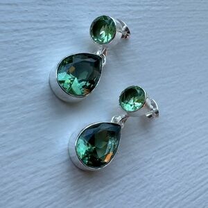 NWOT Sundance Sea Waters Earrings, Green Amethyst, Sterling Silver